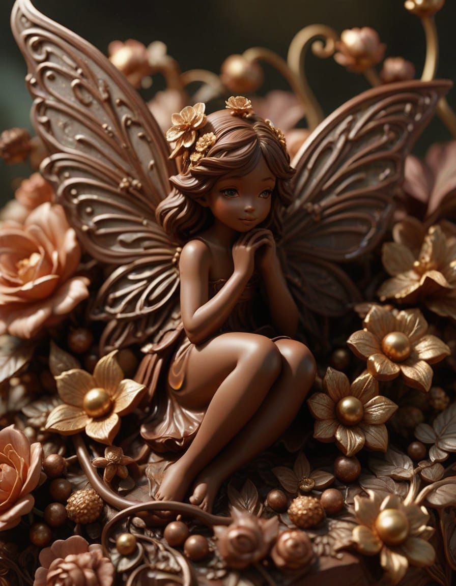 Chocolate Fairy Sculpture in Fantasycore Style