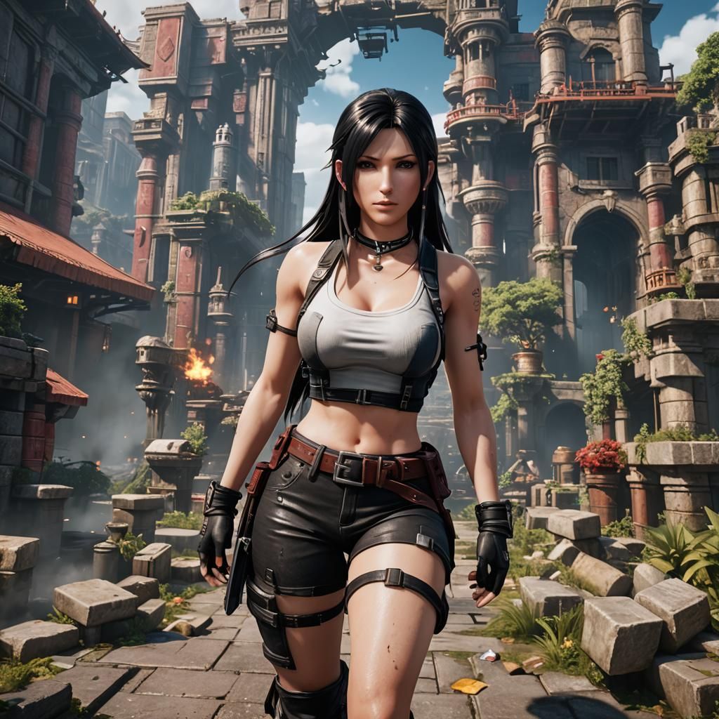 Tifa Lockhart: Detailed Matte Painting in Fantasy Style