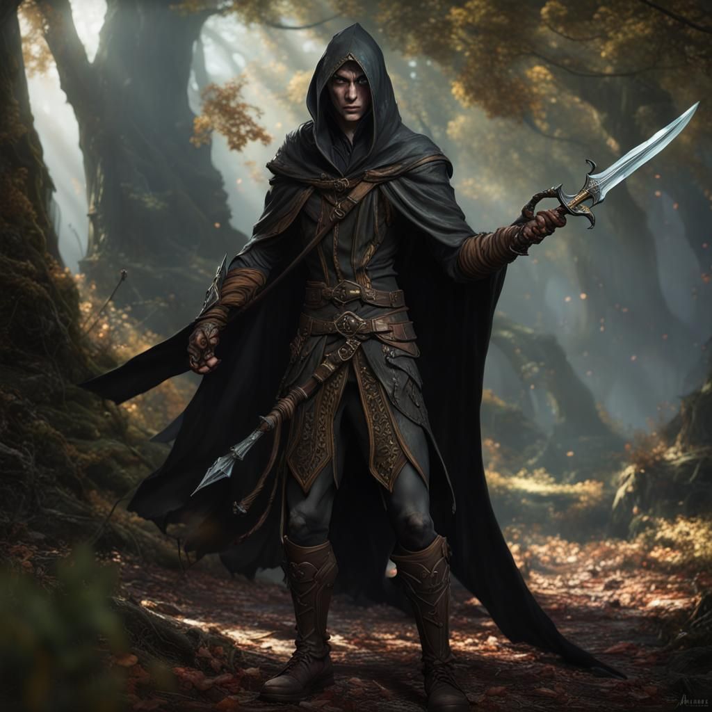 Wood Elf Assassin in Black Cloak