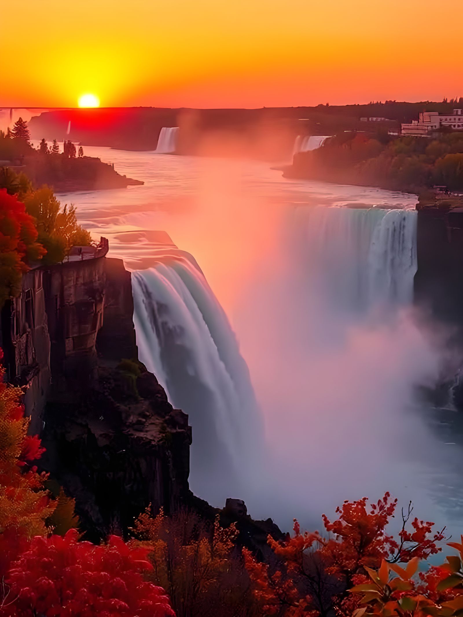 Spectacular Autumn Sunset Over Niagara Falls