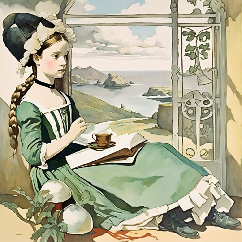 Ethereal Figure in Golden Desert Landscape