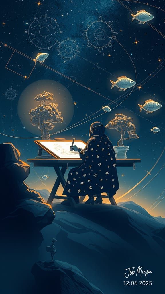 Cosmic Figure Sketches New Realities in Vector Art