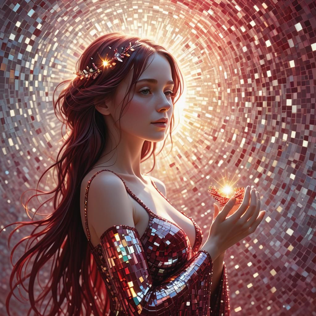 Ethereal Gift of Life: Shimmering Luminous Precisionism Art