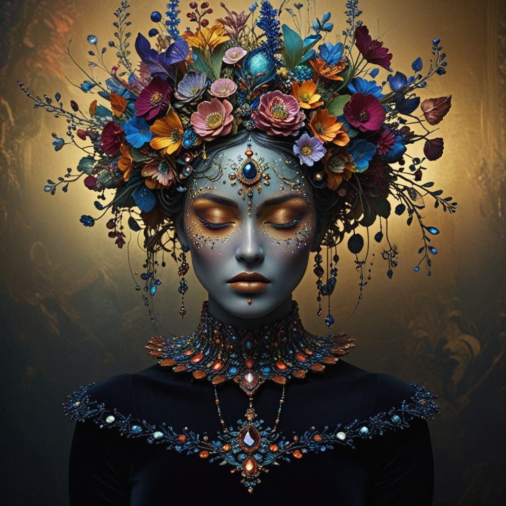 Vibrant Triadic Opulence in Dreamlike Setting