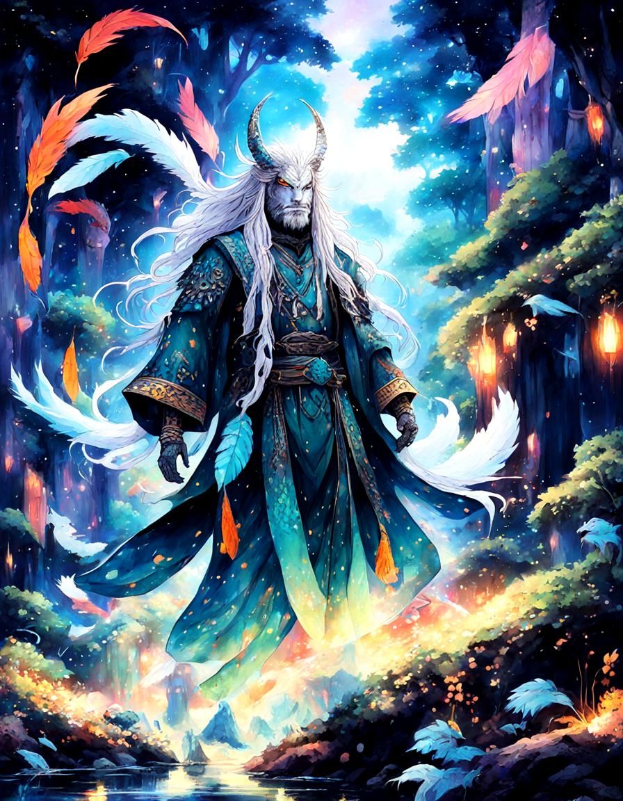 Manga Fantasy Creature in Mystical Settlement