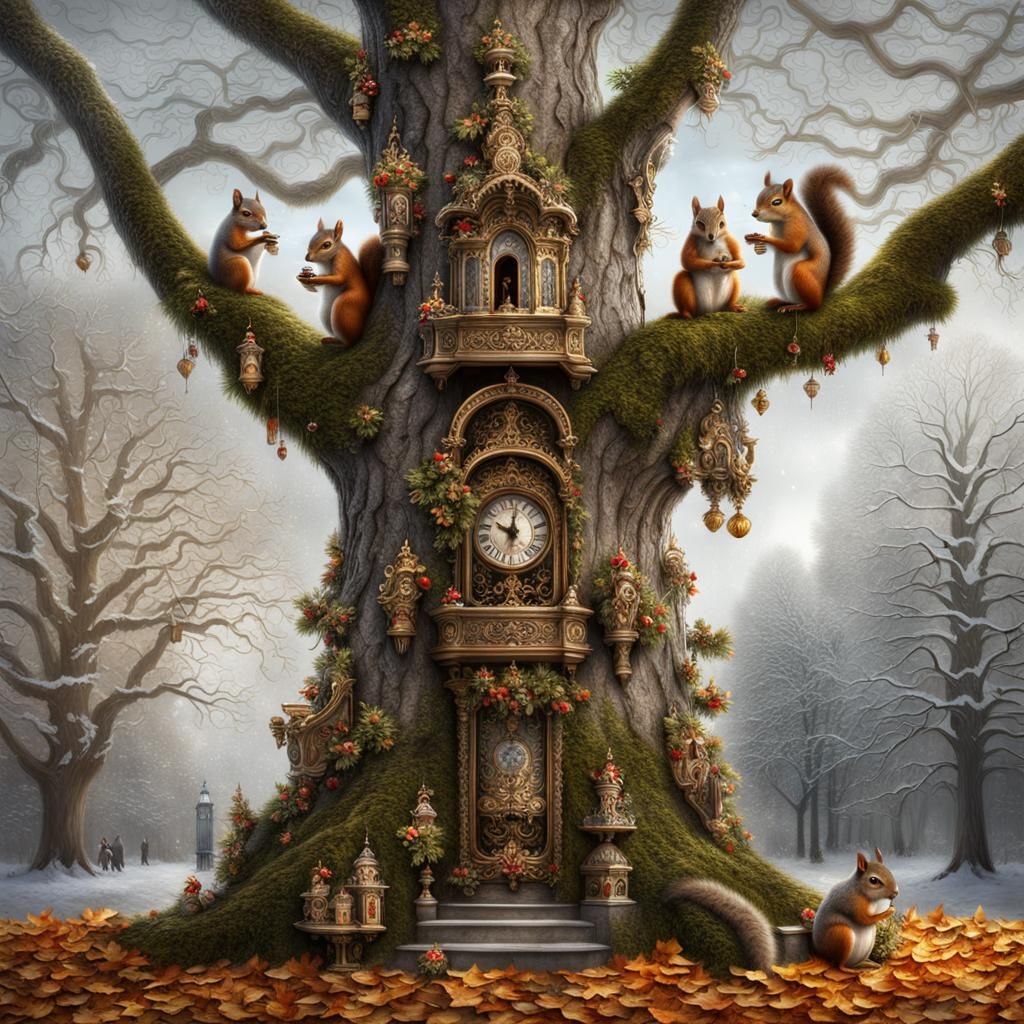 Christmas Tree with Squirrels and Nutcrackers