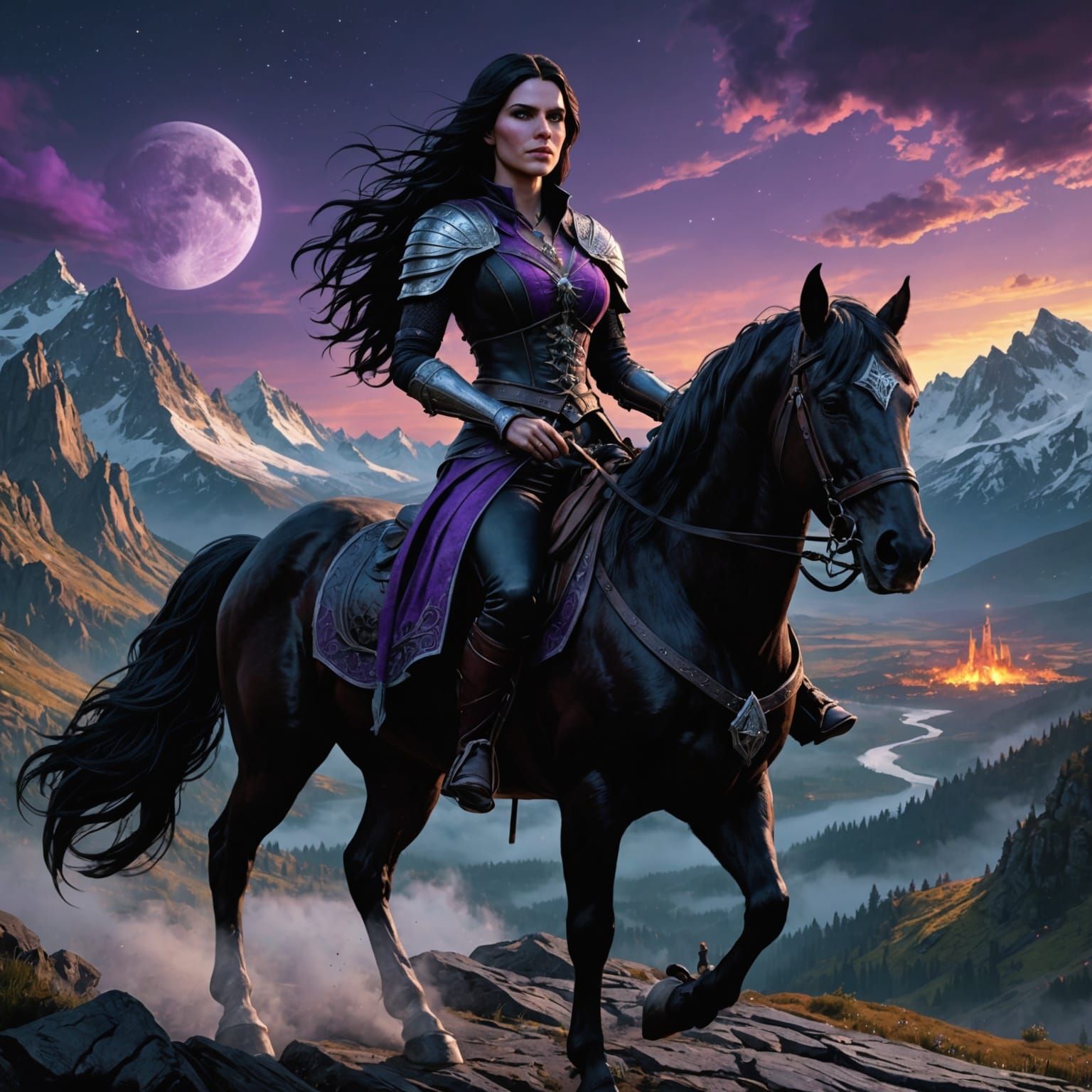Yennefer the Sorceress on Horseback: Epic Fantasy Art