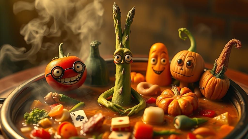 Surreal Vegetable Gathering in Whimsical, Hyper-Realistic St...