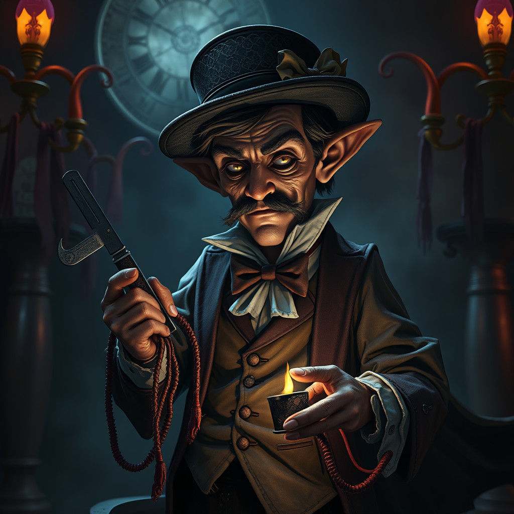 Macabre Victorian Barber in Art Nouveau Style