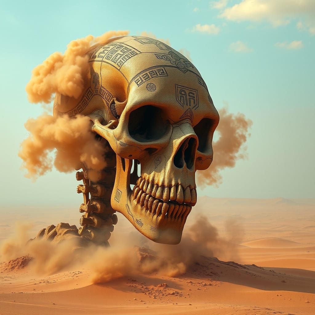 Giant Cyclopean Skeleton Rises from Desert Sands in Golden B...