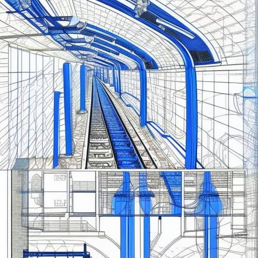 Osaka Subway Blueprints in Comic Book Art Style