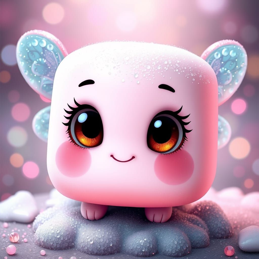 Marshmallow Sprite with Sparkling Wings: 3D CGI Art