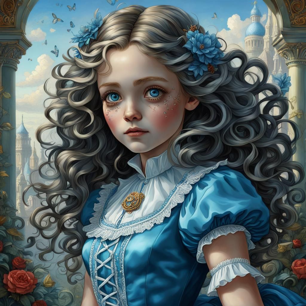 Alice in Wonderland Portrait in Hyperrealistic Style