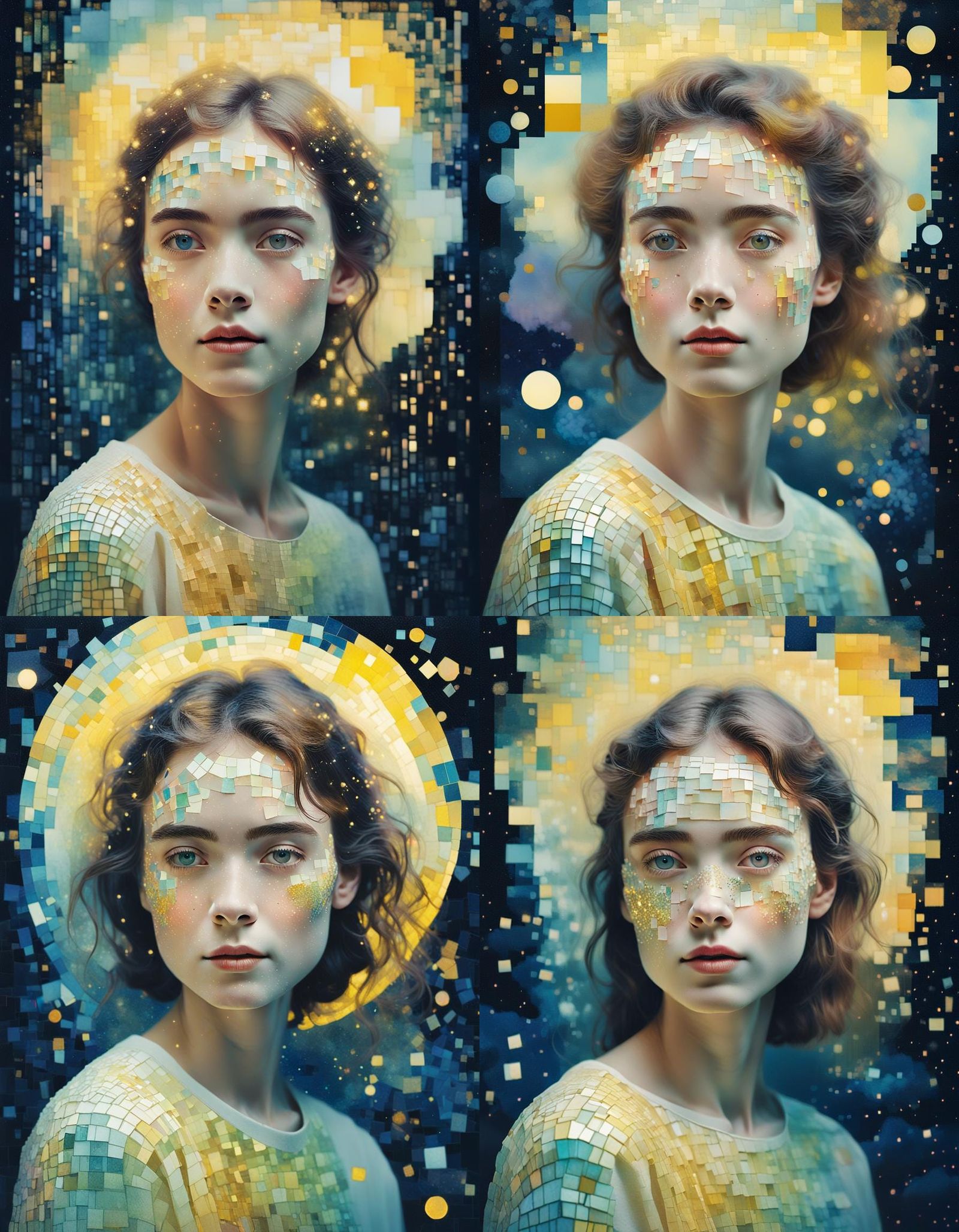 Ethereal Woman Portrait with Dreamy Nightscape
