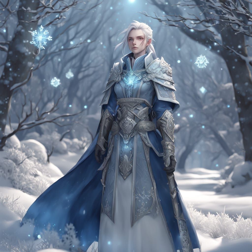 Eladrin Cleric in Winter Wonderland Anime Art