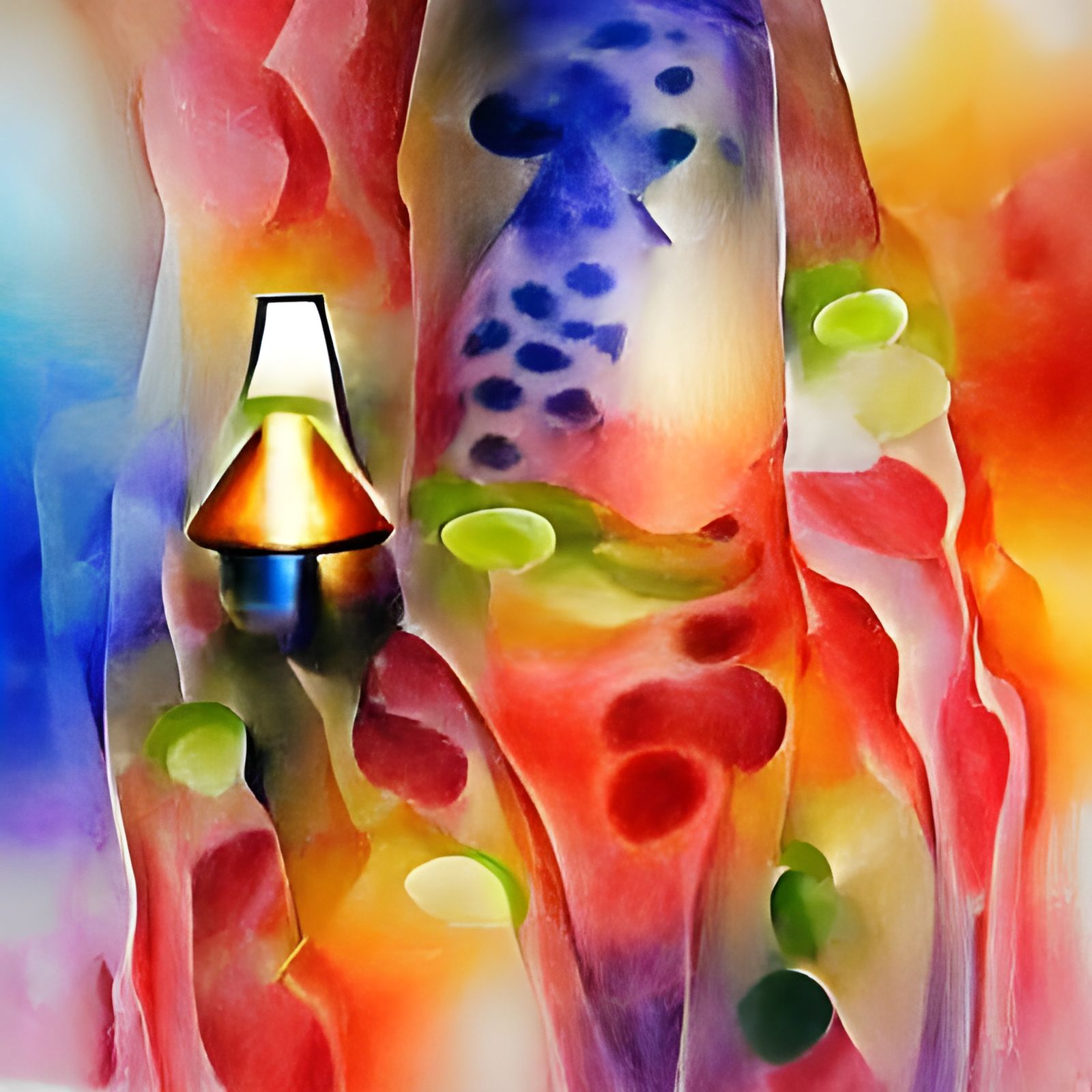 Psychedelic Lava Lamp in Watercolor Abstract Style