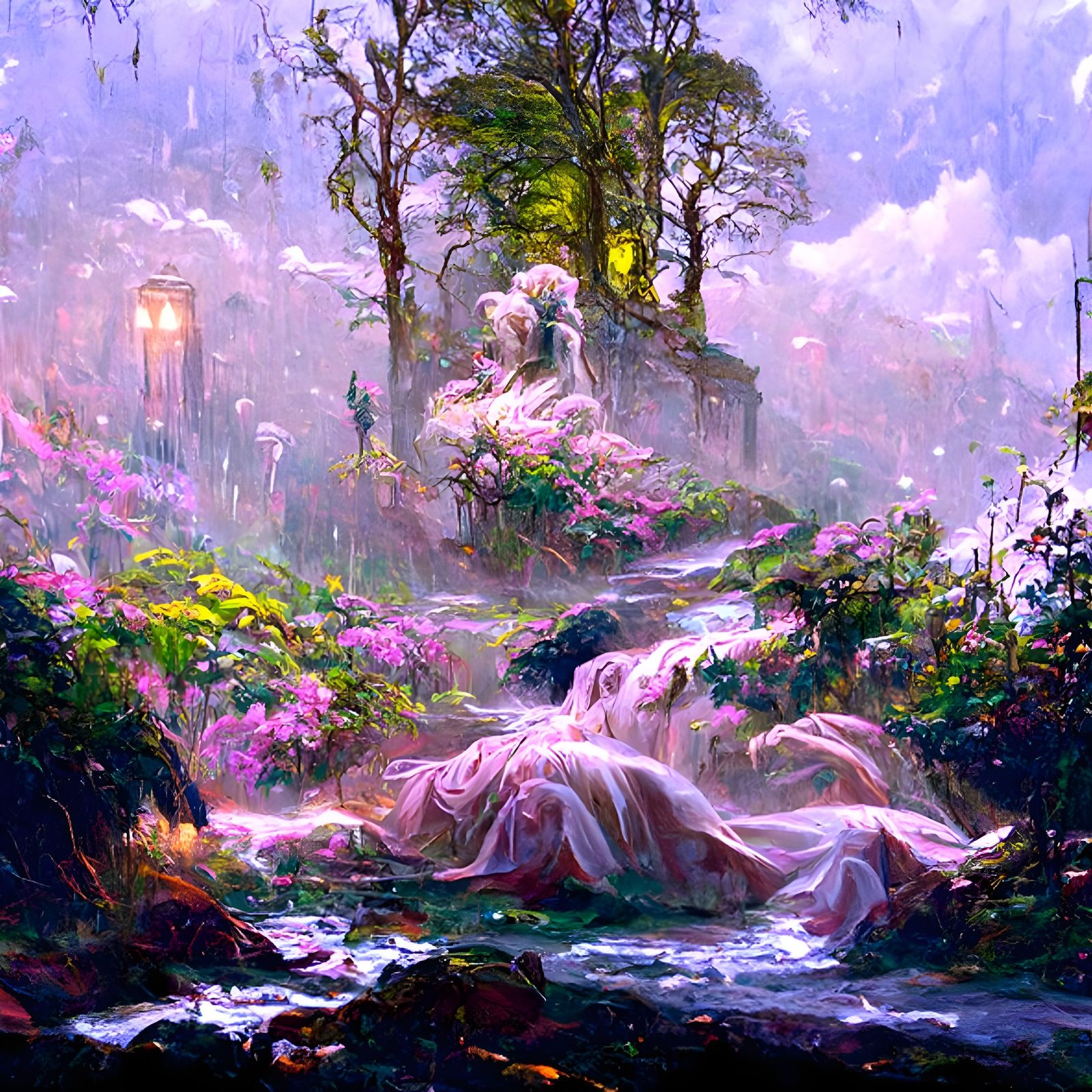 Enchanted Valley in Summer Rain, Romanticism Art