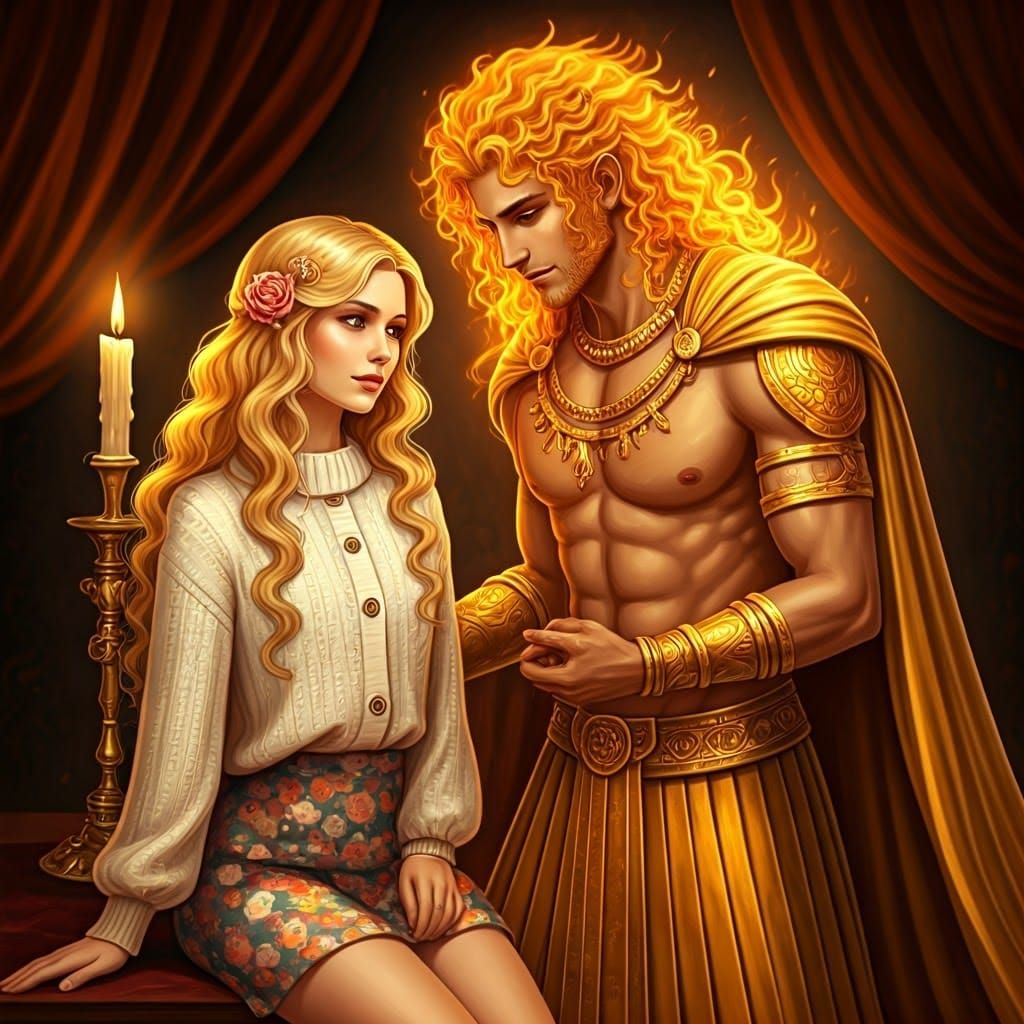 Golden Elegance in a Romantic Candlelit Scene