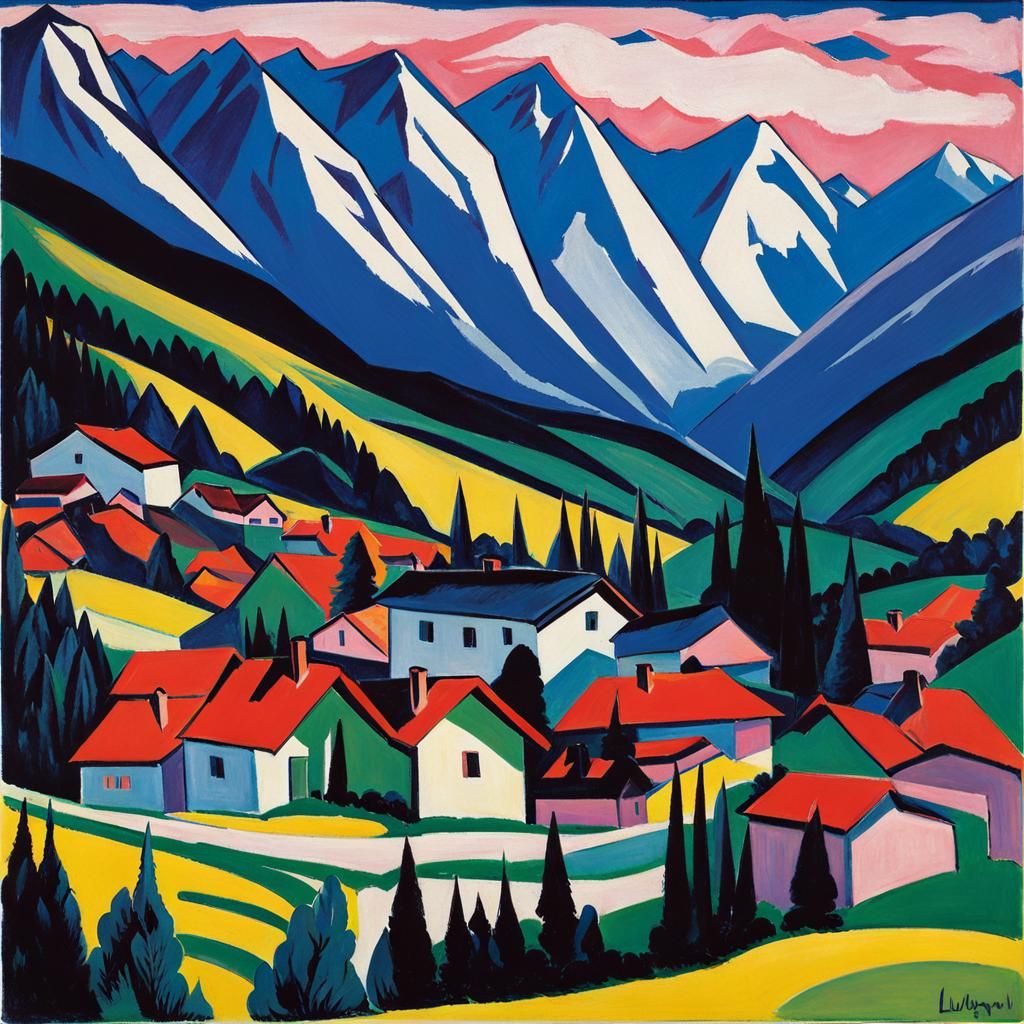 Klosters Mountains in Expressionist Style