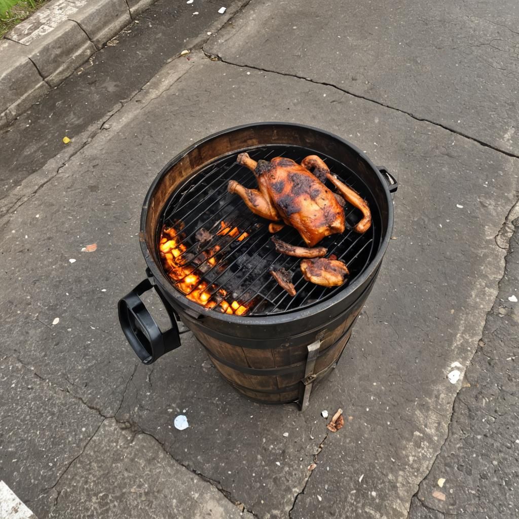 Jamaican BBQ Barrel on a Street