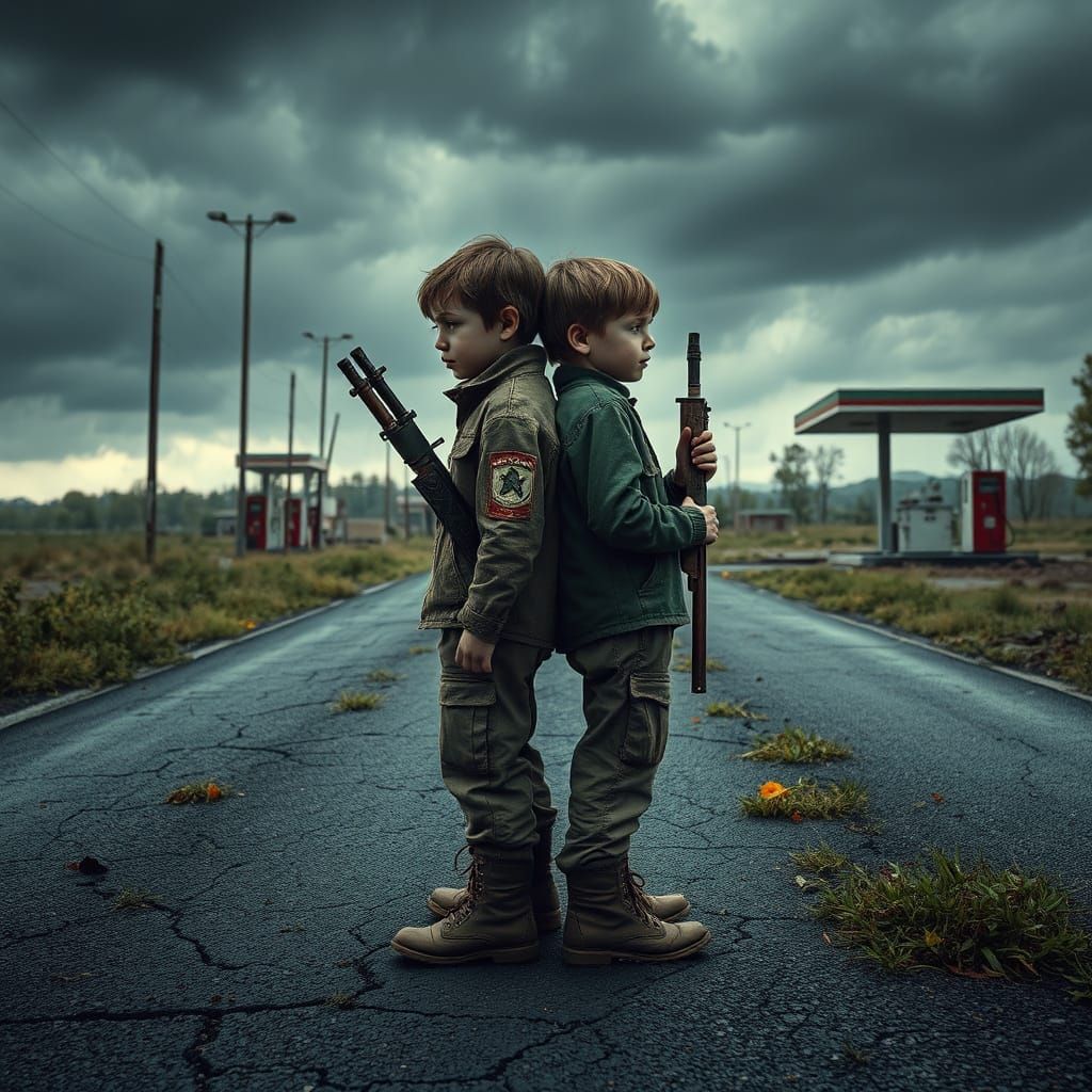 Post-Apocalyptic Twins: A Dark Fantasy Portrait