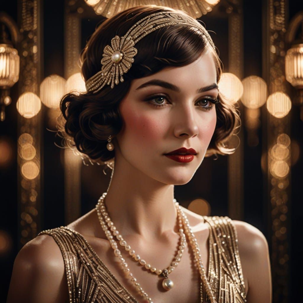 Elegant Woman in Art Deco Style