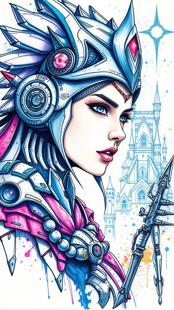 Futuristic Warrior Queen in Kingdom, Hyperrealistic Art