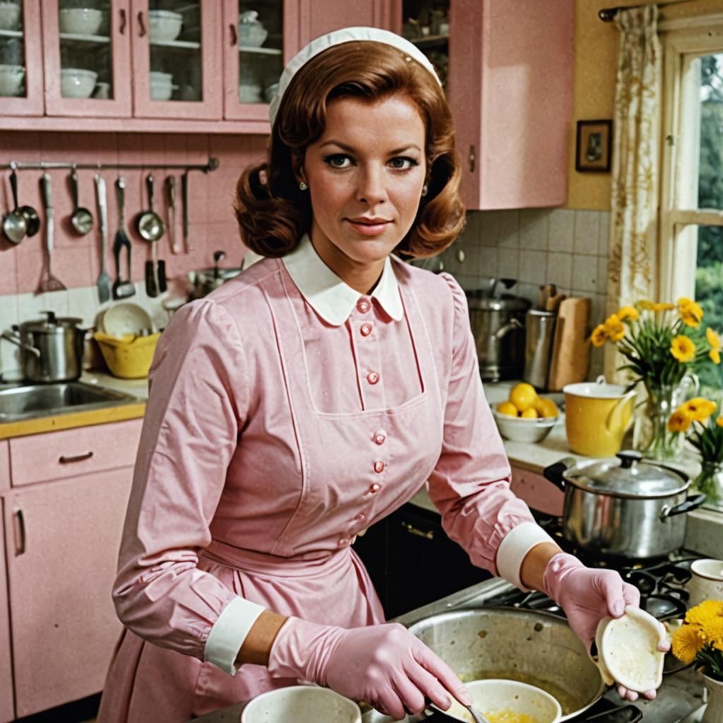ABBA Star as 1950s Homemaker in Pastel Hues