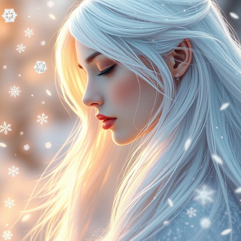 Hyperrealistic Digital Artwork: Snow Queen in Enchanting Win...