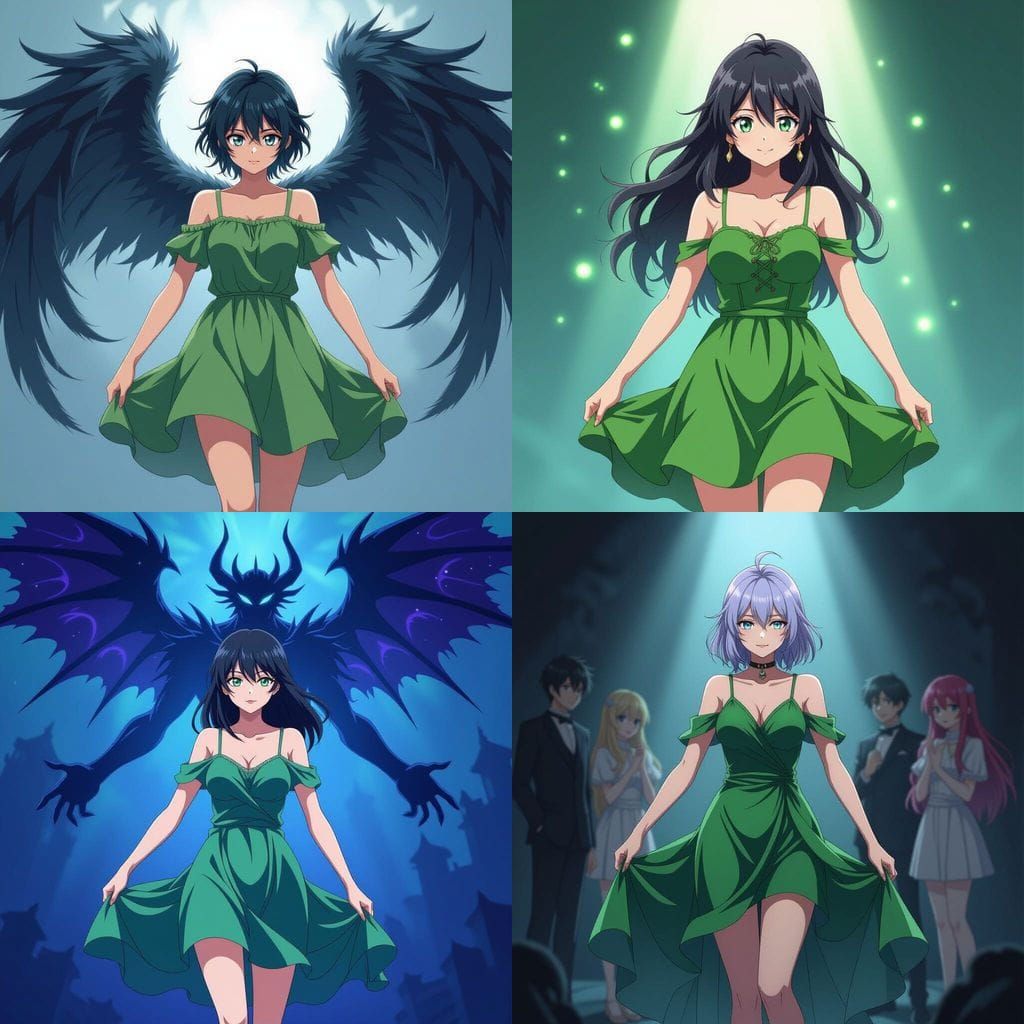 Anime Style: Possessed Teen in Green Dress