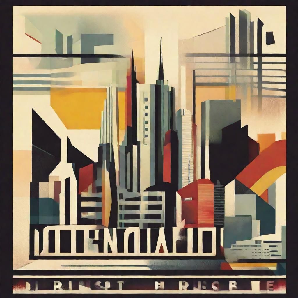Brutalist German Propaganda Poster in Cubist Art Deco Style