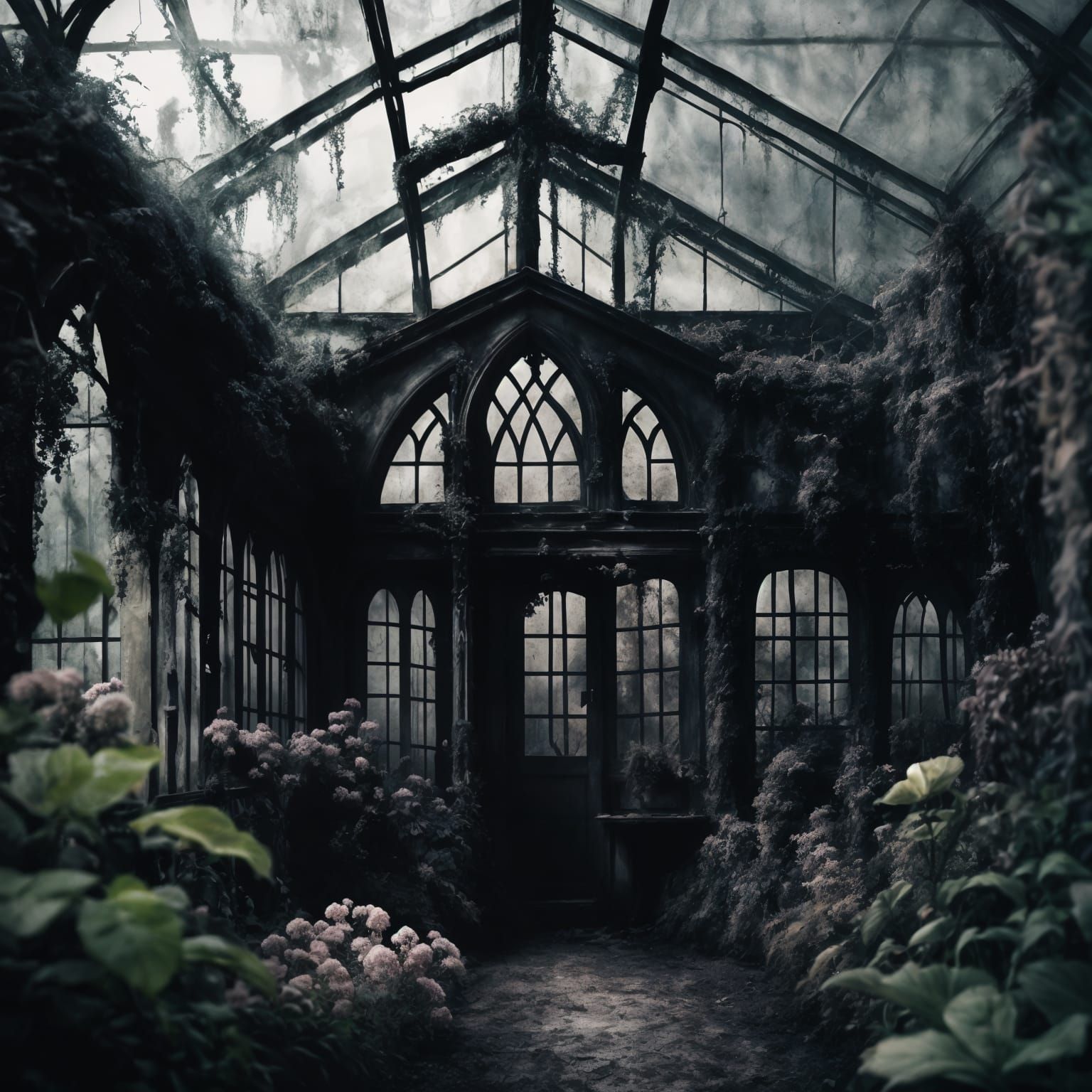 Gothic Greenhouse Overtaken in Impressionist Style
