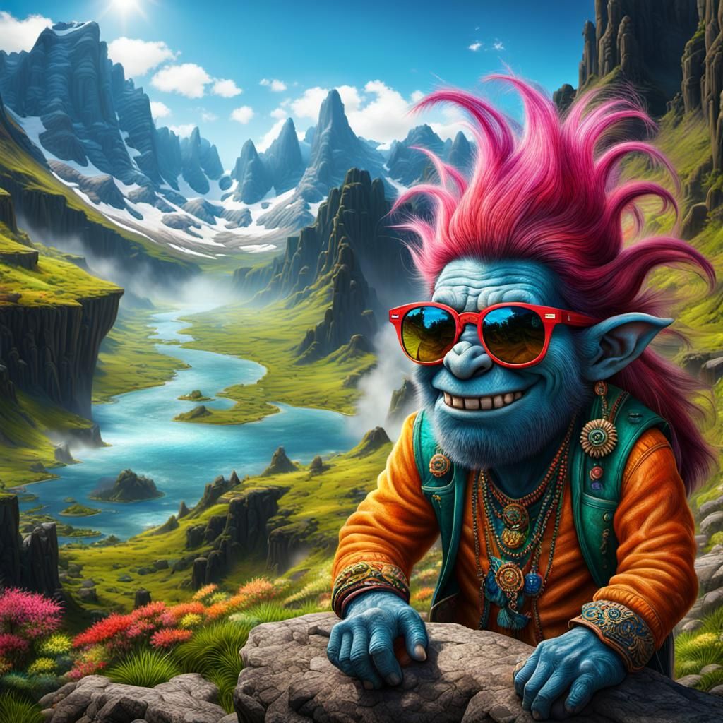 Troll in Sunglasses in a Magical Scene