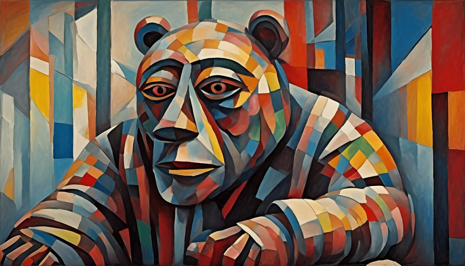 Deceitful Two-Faced Man in Abstract Cubist Style