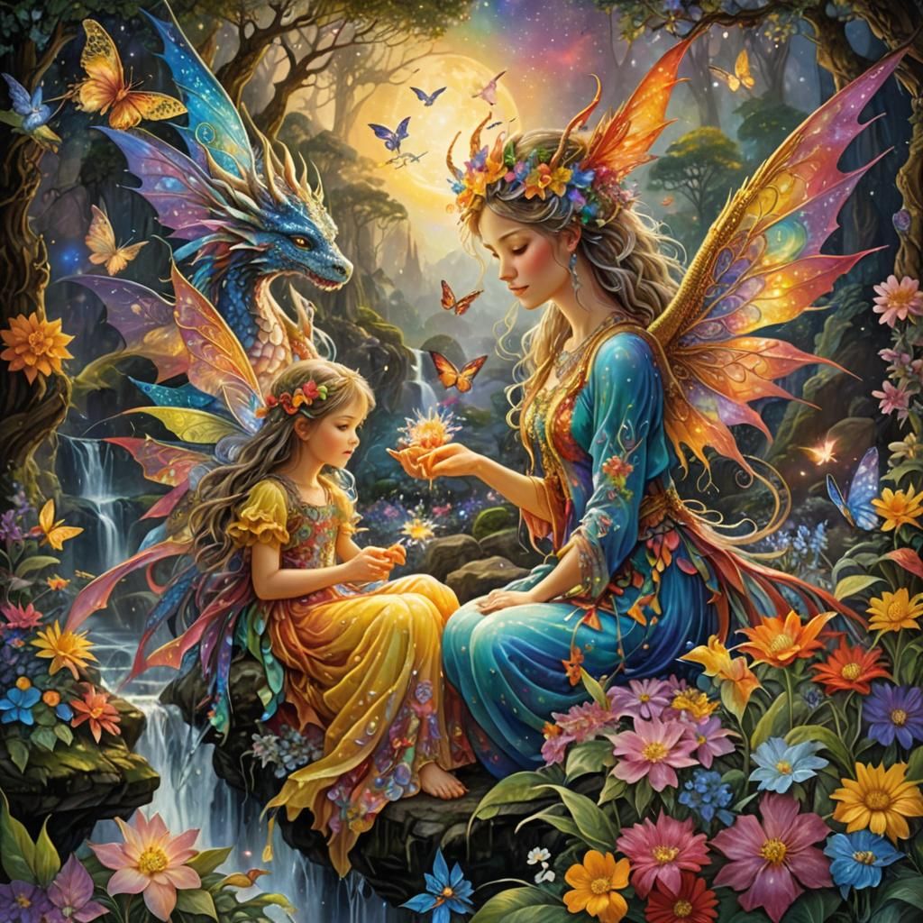 Fairies and Dragons in Celestial Forest