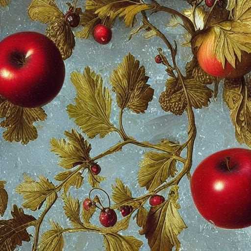 Ethereal Fruit Blooms in Crystalized Splendor, Renaissance O...