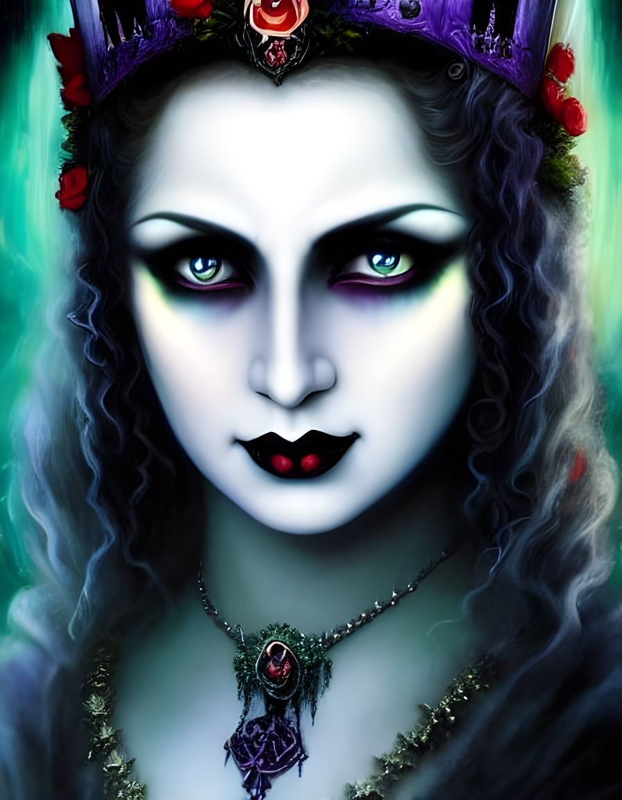 Gothic Vampire Queen Portrait in Dark Fantasy Style