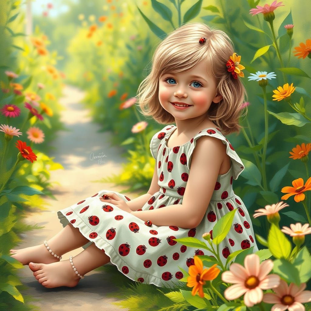 Garden Girl in Impressionist Style