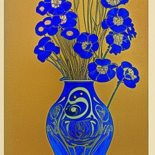 Floral Vase in Art Nouveau Rococo Style