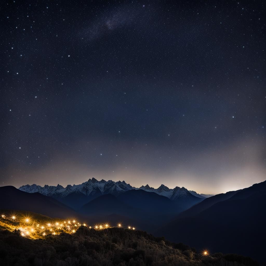 Starry Night in Mountain Depths: Professional Photography