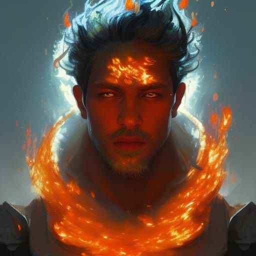 Fiery Genasi Portrait in Hyperdetailed Style