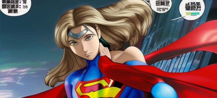 Lady Gaga as Superwoman in Anime Comic Art