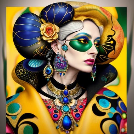 Surreal Hyperrealistic Portrait of a Woman in Vibrant Futuri...