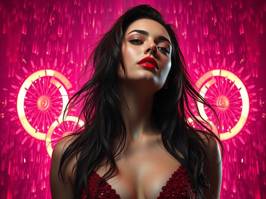 Maroon Lady: Surreal Minimalist Wet Brush Portrait