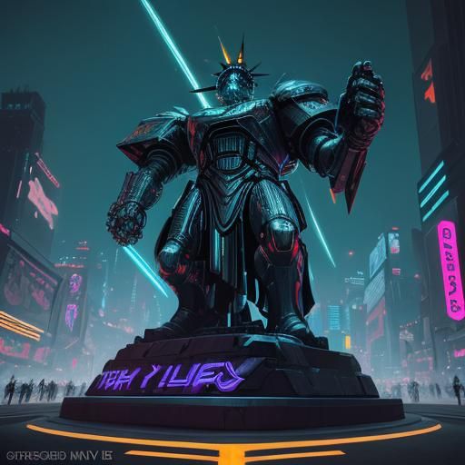 Statue of Liberty Karate Fight in Neon City