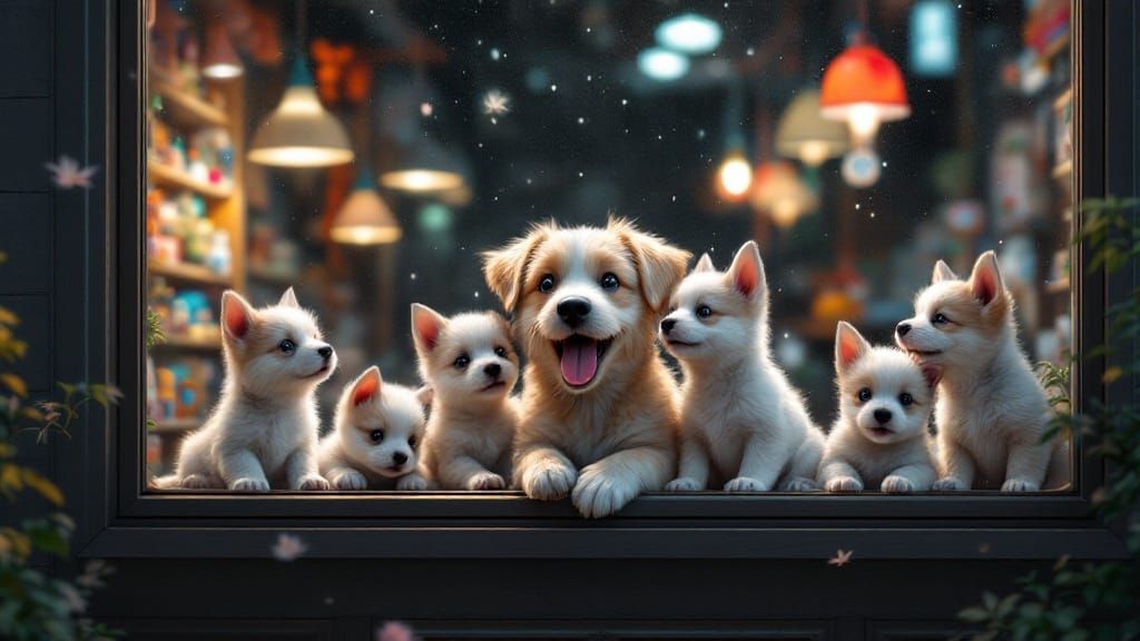 Shorkie Mom and Puppies: 3D Anime Art