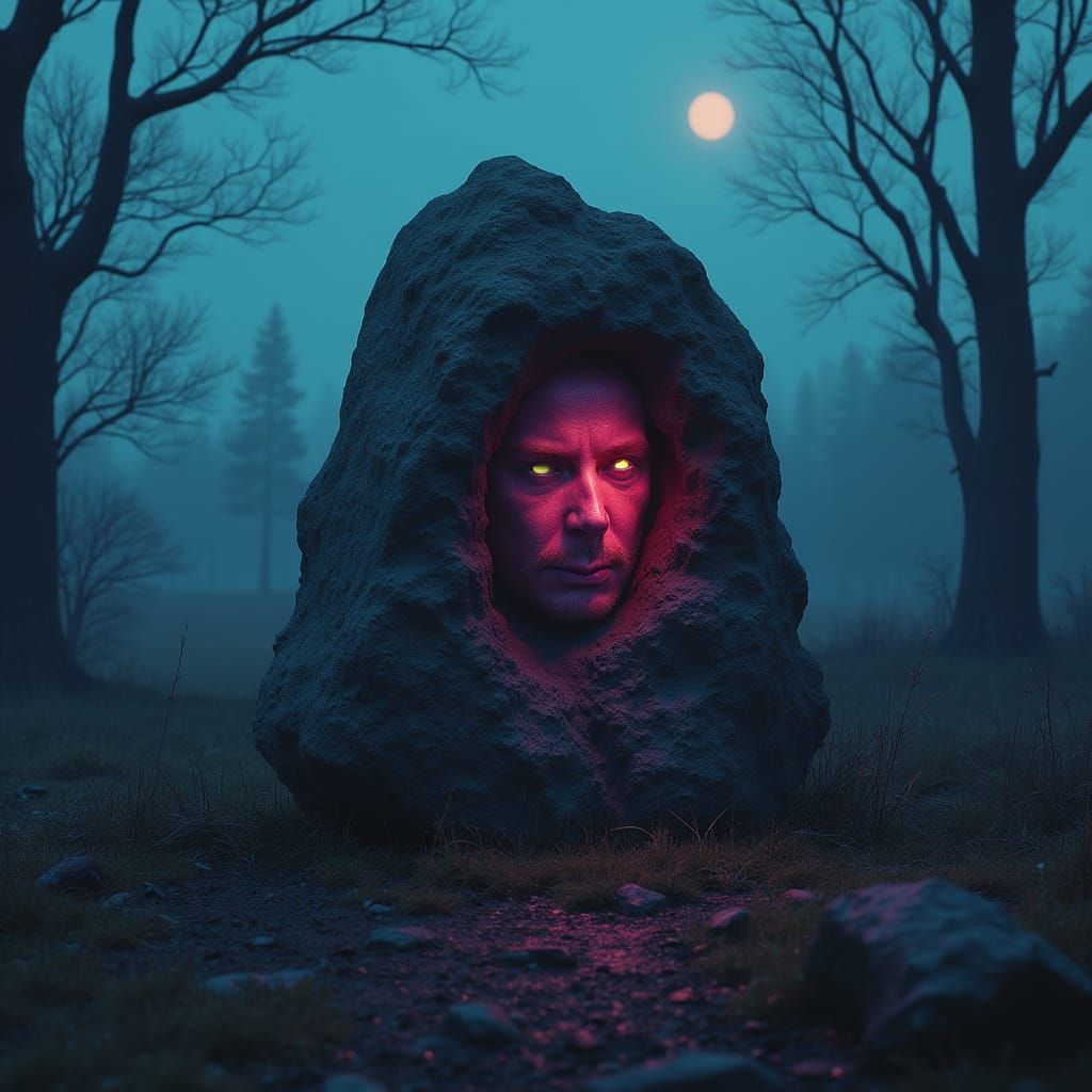 Dustin Henderson Face Rock in Hawkins: Digital Art