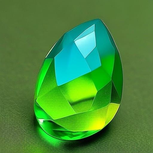 Green Gemstone in Holographic Astral Illustration