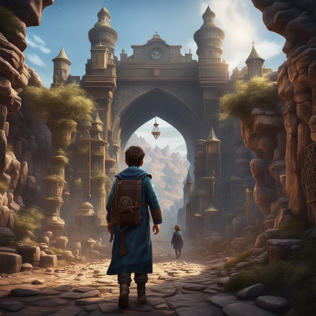 Fantastical Portrait of Young Boy in Detailed Matte Painting