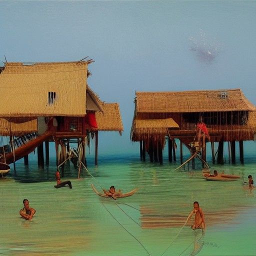 Bajau People of Malaysia: An Oil Painting
